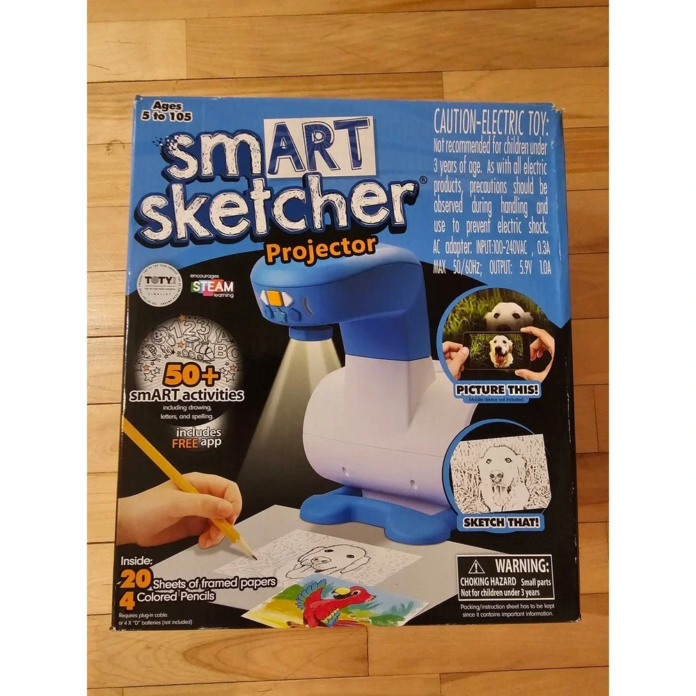 Flycatcher smART sketcher Projector Kids Drawing Writing STEAM Toy Blue White